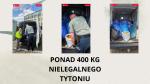 Grafika ze zdjęciami z zatrzymania ponad 400 kg nielegalnego tytoniu przez funkcjonariuszy KPUCS.